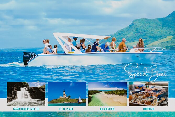 5 Islands Speedboat Cruise incl. Snorkeling in Blue Bay + Lunch at Ile aux Cerfs - Ile aux Aigrettes and the open bar stop