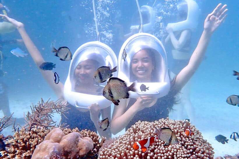 Boracay: Island Hopping with Crystal Kayak & Helmet Diving - Swimming and snorkeling stops