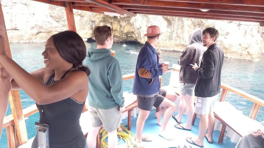 Elaphite Islands Cruise with Local Gastronomy at Captain's H - Blue Cave on Koločep: swim first, admire second