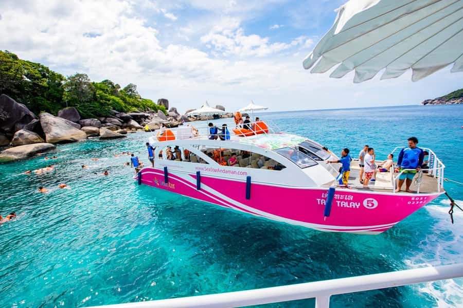 From Khao Lak: Similan Islands Day Trip by Luxury Catamaran - Food, drinks, and the return to Khao Lak