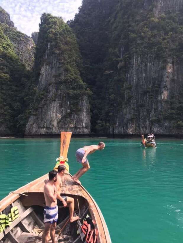 From Koh Phi Phi island and 7 Islands Long Tail Boat Trip - Loh Samah Bay leads toward Maya Bay