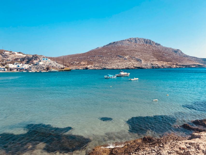 From Kos: 3-Island Boat Trip with BBQ & Water Slide - Plati: the boat becomes the beach club