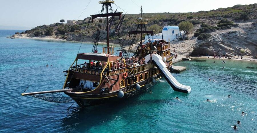 From Kos: 3-Island Pirate Cruise with Lunch and Waterslide - Pserimos: a gentle first taste of island life