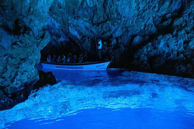 From Milna or Supetar: Magical Blue Cave Island Hopping - Entering the Blue Cave on Biševo