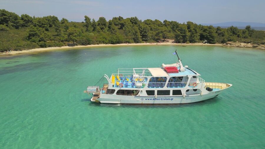 From Ouranoupoli: Blue Lagoon Two Island Cruise - Leaving Ouranoupoli Port for Halkidiki’s blue water