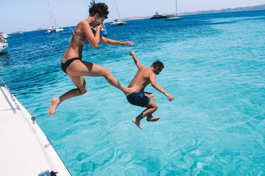 From Palau: La Maddalena Full-Day Archipelago Catamaran Tour - The final swim and a little harmless boat-showmanship