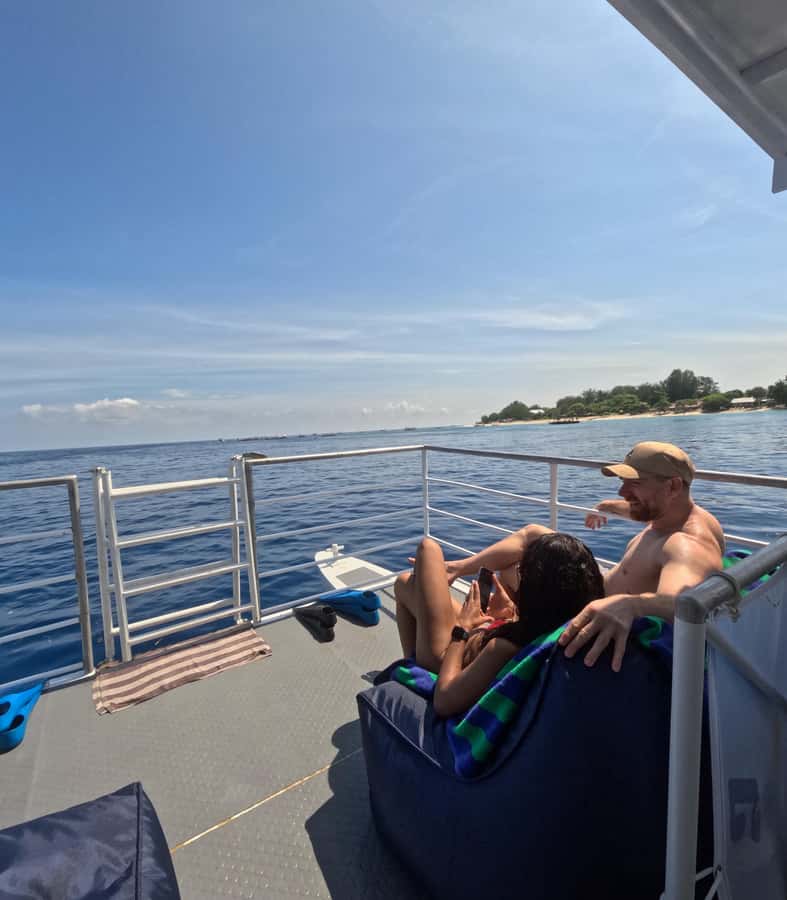 Gili Trawangan: 3-Gili Islands Snorkel Sunset Cruise w/ BBQ - BBQ Dinner on a Custom Pontoon