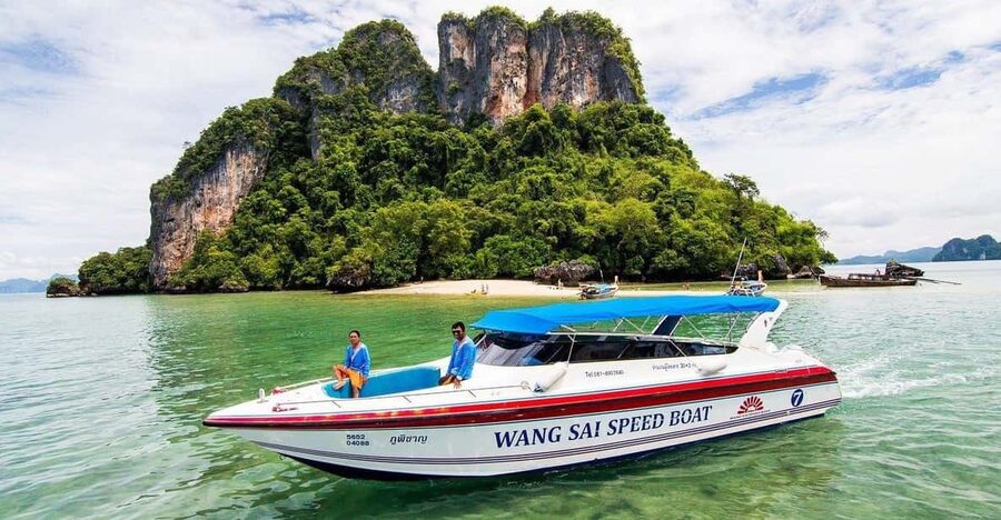 Krabi: 4 Island Whirlwind Tour with Caves, Sandbars & Reefs - Pickup, coffee, and the speedboat start