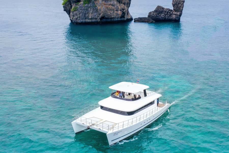 Krabi: Luxury Sunset Cruise to 4 Islands by Power Catamaran - Quick views at Chicken Island, Poda, and Thale Waek