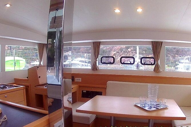 Luxury Catamaran in the Maddalena Archipelago from PALAU - Passing Rosa Beach without landing
