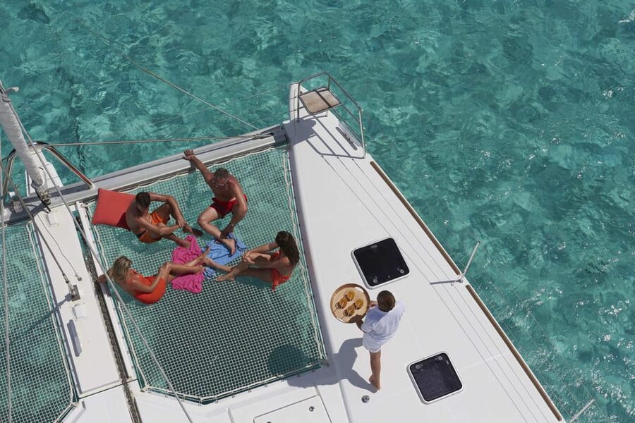 Marseille: Frioul Archipelago Catamaran Cruise with Lunch - The swim stop in a clear Mediterranean cove