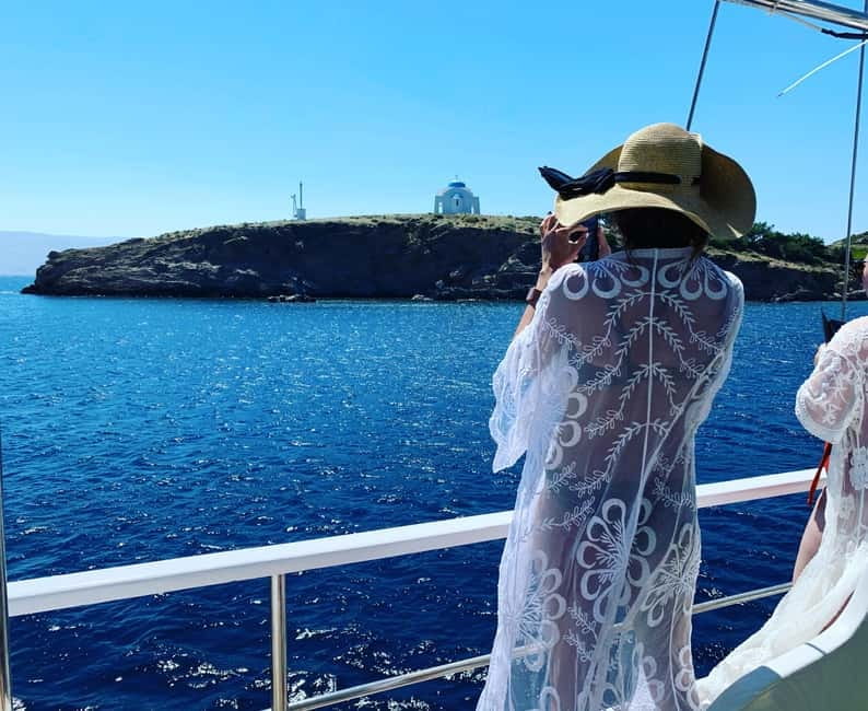 Mykonos: Delos and Rhenia Islands Cruise with BBQ Meal - Leaving Agios Ioannis by gulet