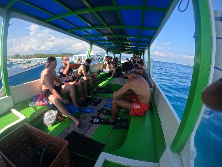 Ozzy Snorkeling 3 Islands Visit Baby Turtles - The boat and what glass-bottom really means