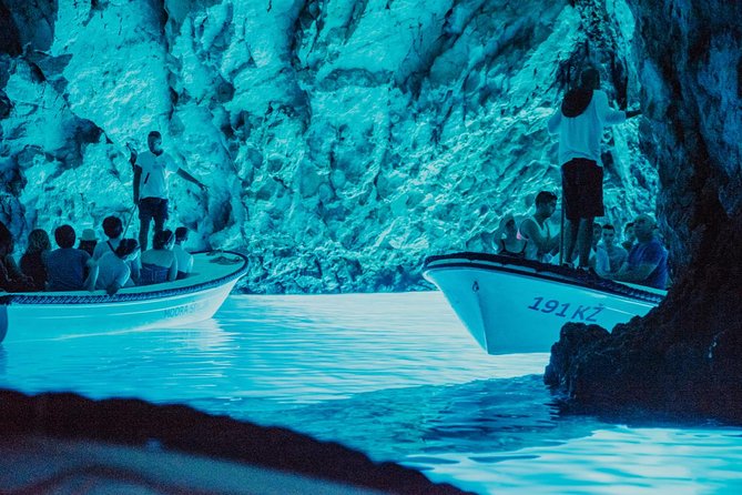 Private Blue cave, Mamma Mia and Hvar, 5 islands tour from Split - Entering the Blue Cave on Bisevo