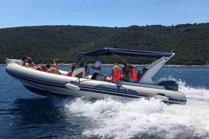 Private boat tour to Blue Lagoon & 4 Islands - Trogir from the water and the southern cliffs of Čiovo