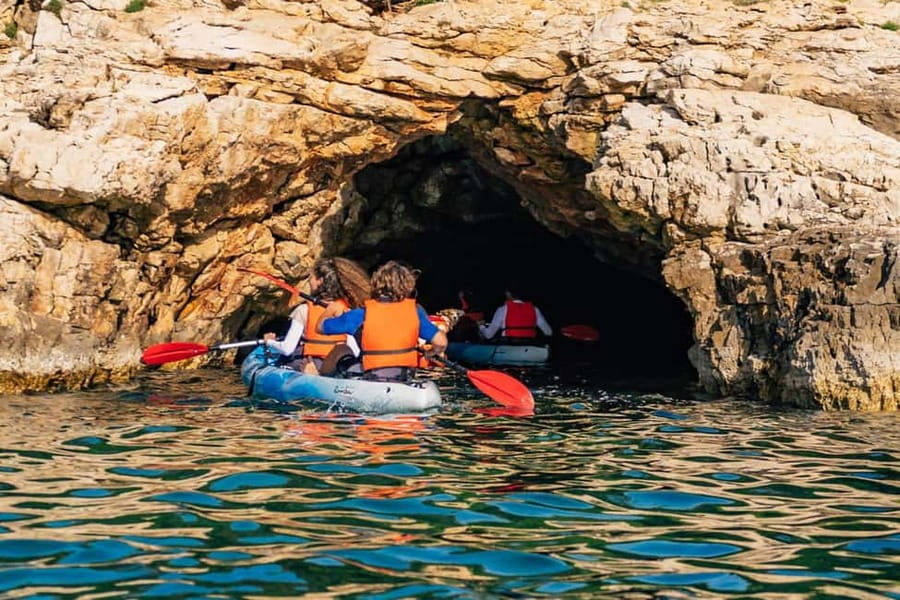 Pula: Three Island Kayak Tour with Cave Photo & Snorkeling - Getting ready at the Pula meeting point