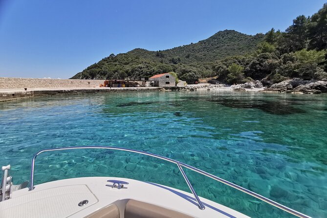 Rent a luxury speed boat for great fun on this Elaphiti Islands tour - Koločep for swimming, fish, and sea caves