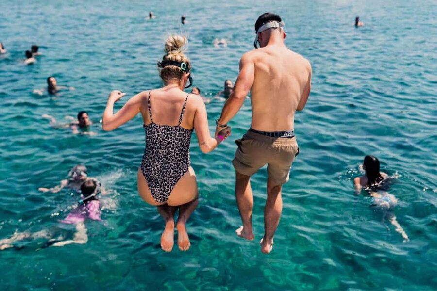 Split: Blue Lagoon and 3 Islands Speedboat Tour - Borkko Beach Bar: pine trees, water, and a relaxed start